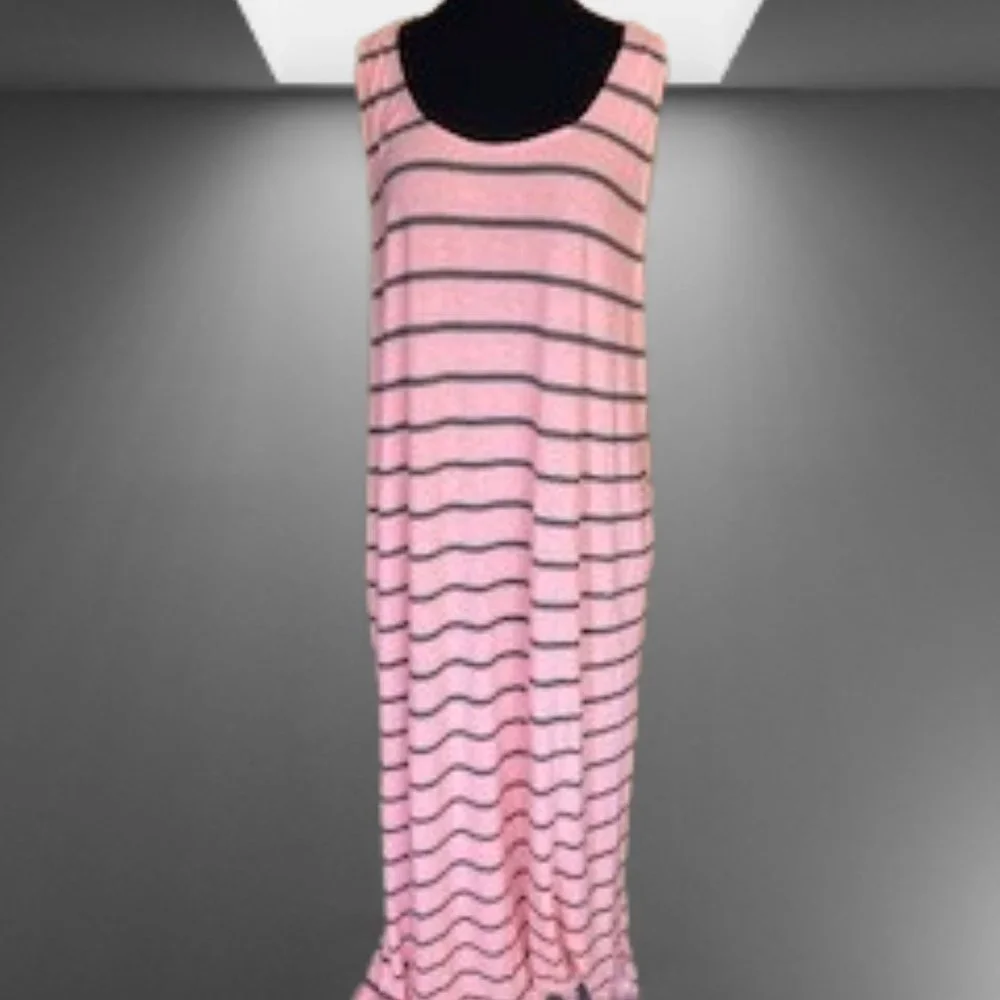 Coral Striped Maxi Dress 5126 NWT Boutique - Picture 1 of 7